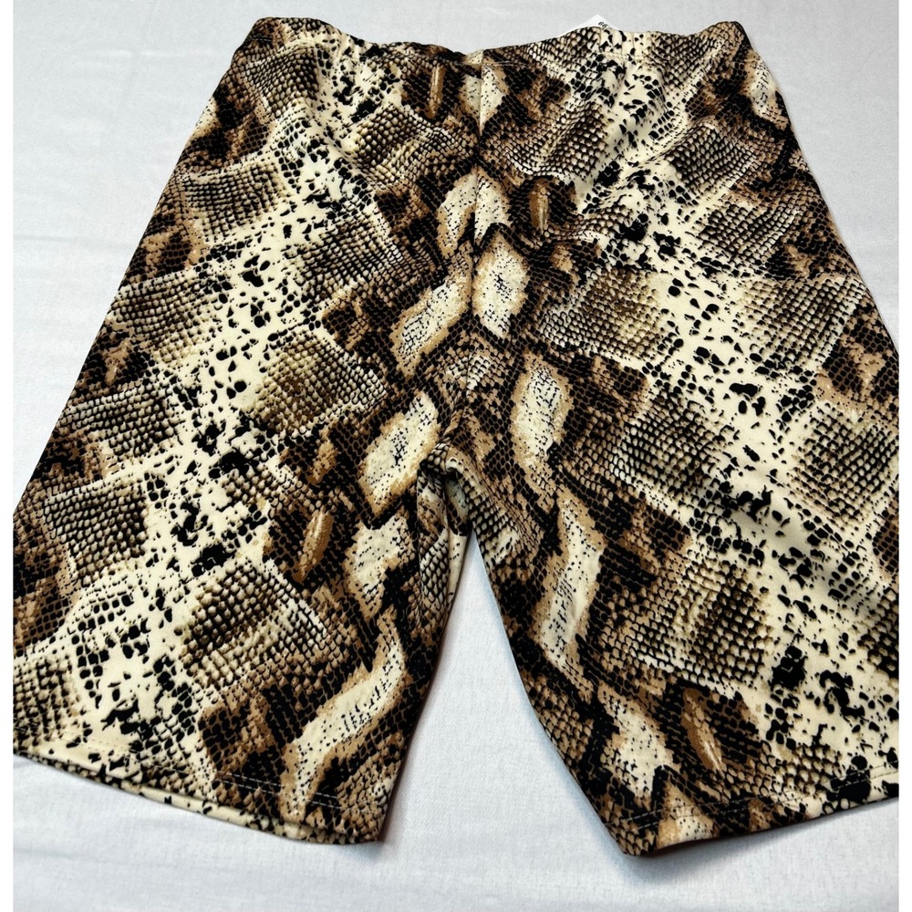 Rue21 Womens XL Snakeskin Print Biker Shorts Brown Tan Animal Print Athleisure - Picture 6 of 6